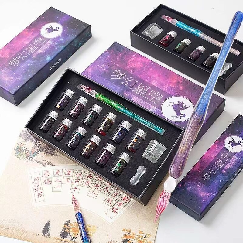 PrismWriter - Handmade Crystal Calligraphy Pencil &amp; Colors Set