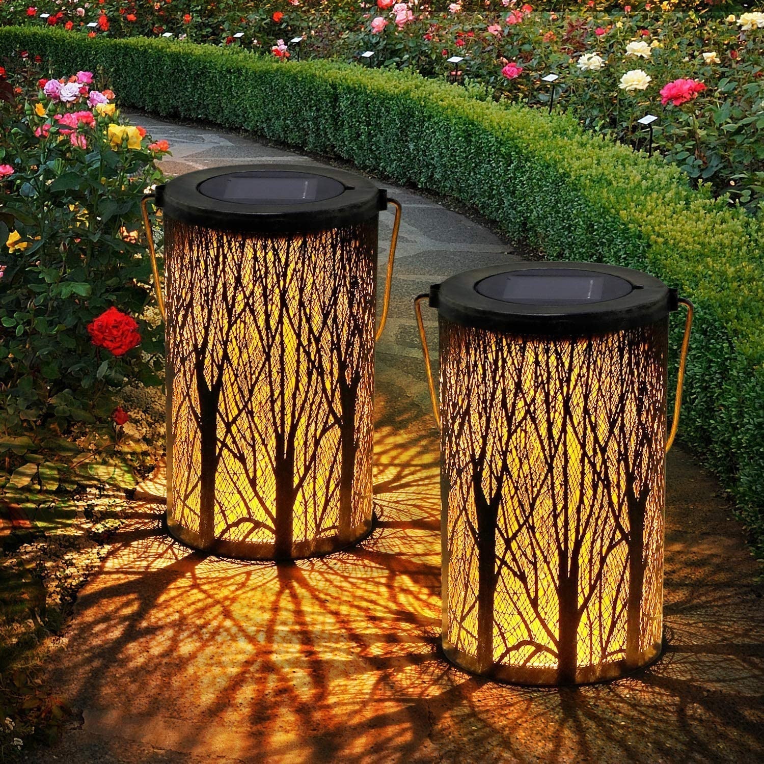 SolarisGlow - Elegant Art Deco solar lantern for stylish garden lighting