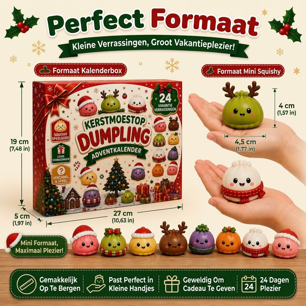 Dumpling squishy adventskalender als feestelijk decembercadeau