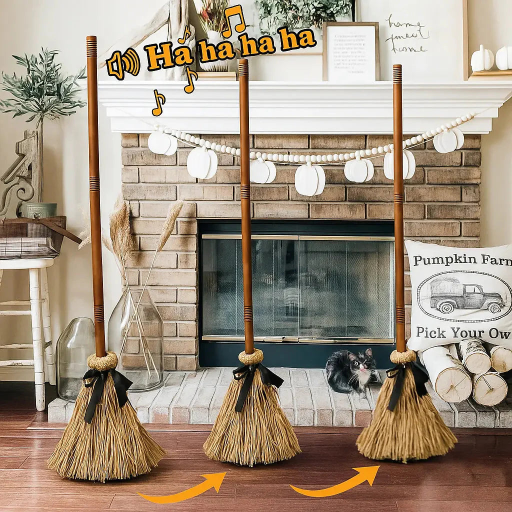 Interactief zwevend heksenbezem Halloweendecor met geluid en touchrespons