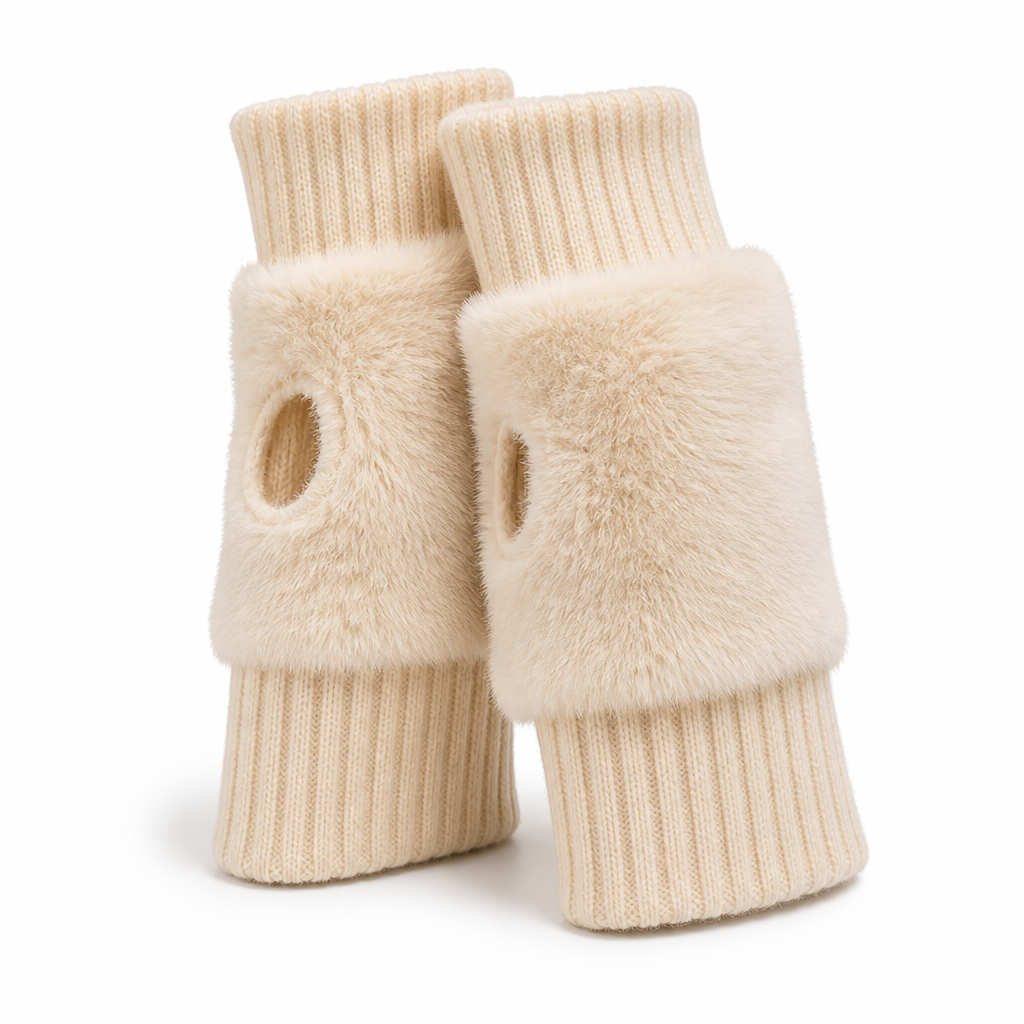 Vingerloze winterhandschoenen met fleecevoering en lange boorden