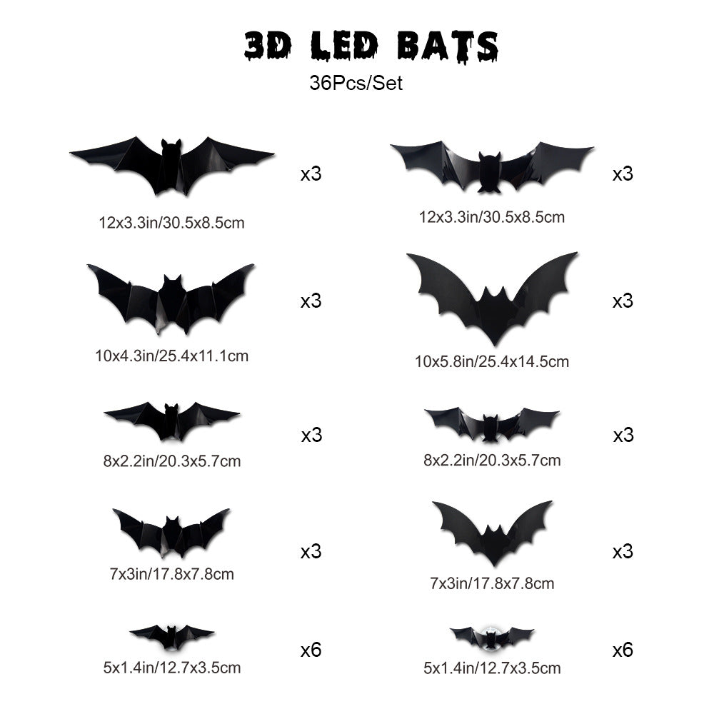 Griezelige Halloween LED 3D Vleermuis Wanddecoratie