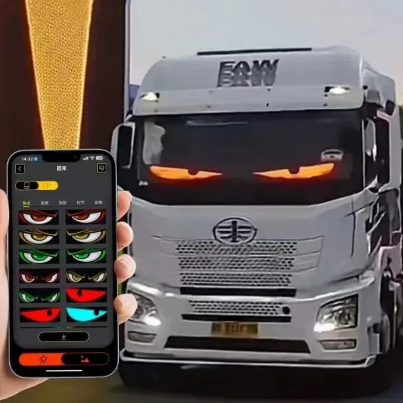 Aanpasbaar LED-autoscherm met duivelse ogen ontwerp
