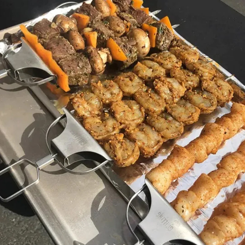 Buy One Get One Free | GrillSkewer™ - Semi-Automatic Stainless Steel Barbecue Fork [Last Day Sale]