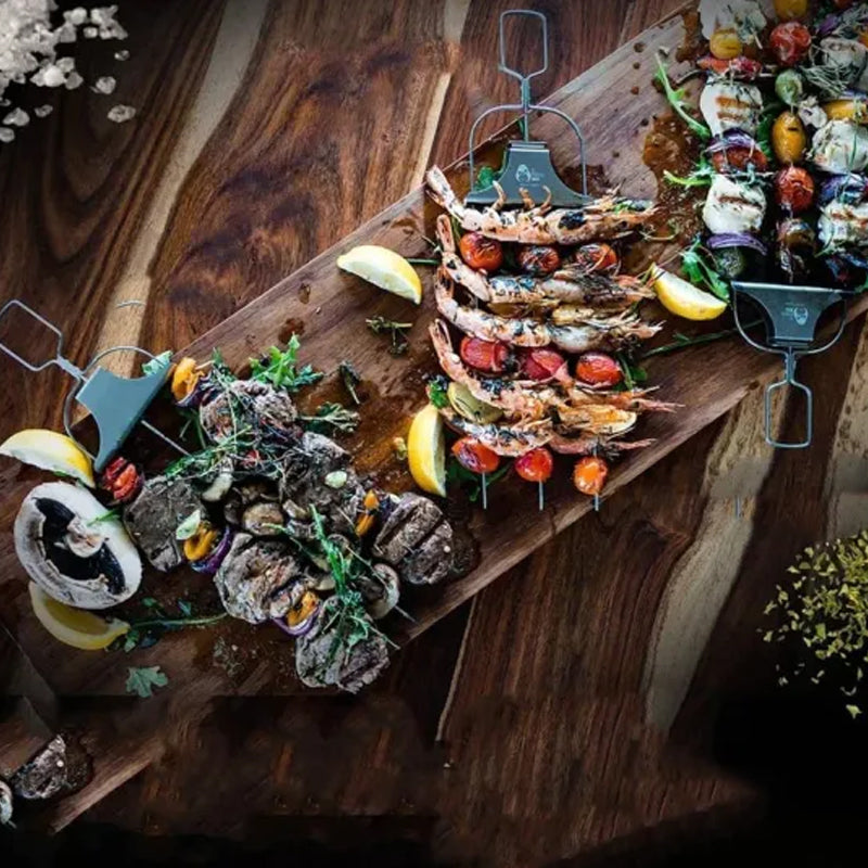 Buy One Get One Free | GrillSkewer™ - Semi-Automatic Stainless Steel Barbecue Fork [Last Day Sale]