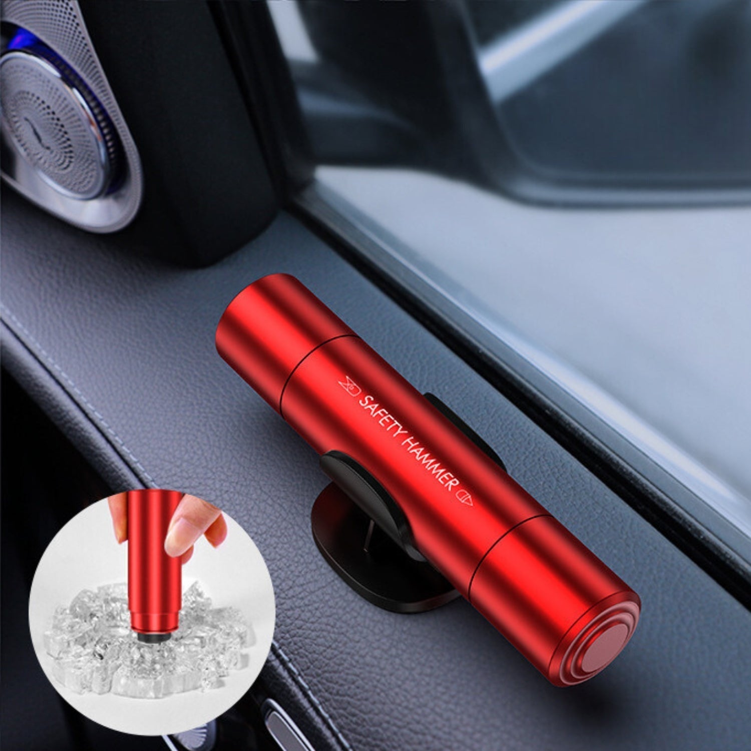 Compact noodhulpgereedschap voor auto met glasbreker en snijder