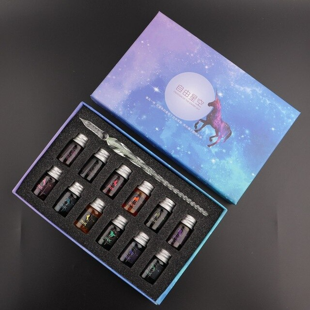 PrismWriter - Handmade Crystal Calligraphy Pencil &amp; Colors Set