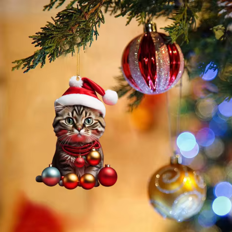 2+3 FREE | CattyClaus™ - Funny Cat 2D Acrylic Christmas Tree Ornament [Last Day Sale] 