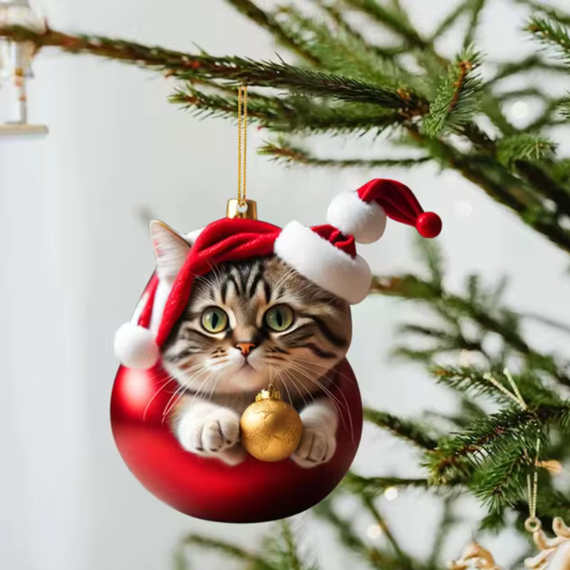2+3 FREE | CattyClaus™ - Funny Cat 2D Acrylic Christmas Tree Ornament [Last Day Sale] 
