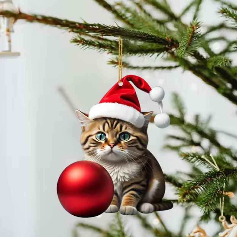 2+3 FREE | CattyClaus™ - Funny Cat 2D Acrylic Christmas Tree Ornament [Last Day Sale] 