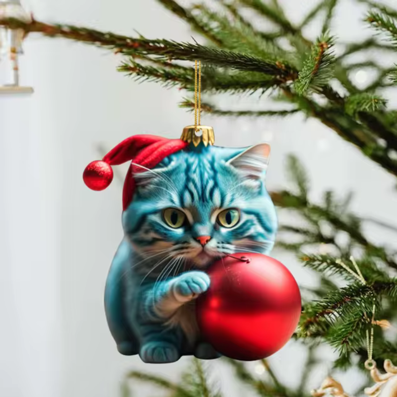 2+3 FREE | CattyClaus™ - Funny Cat 2D Acrylic Christmas Tree Ornament [Last Day Sale] 