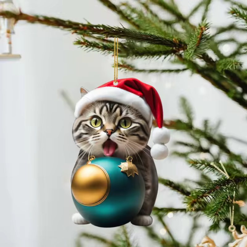 2+3 FREE | CattyClaus™ - Funny Cat 2D Acrylic Christmas Tree Ornament [Last Day Sale] 