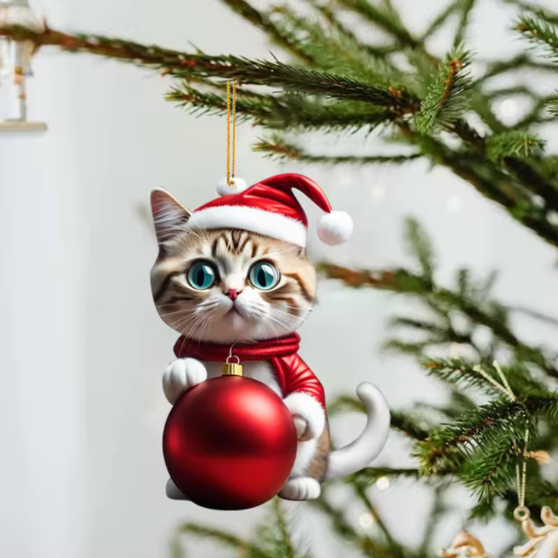 2+3 FREE | CattyClaus™ - Funny Cat 2D Acrylic Christmas Tree Ornament [Last Day Sale] 