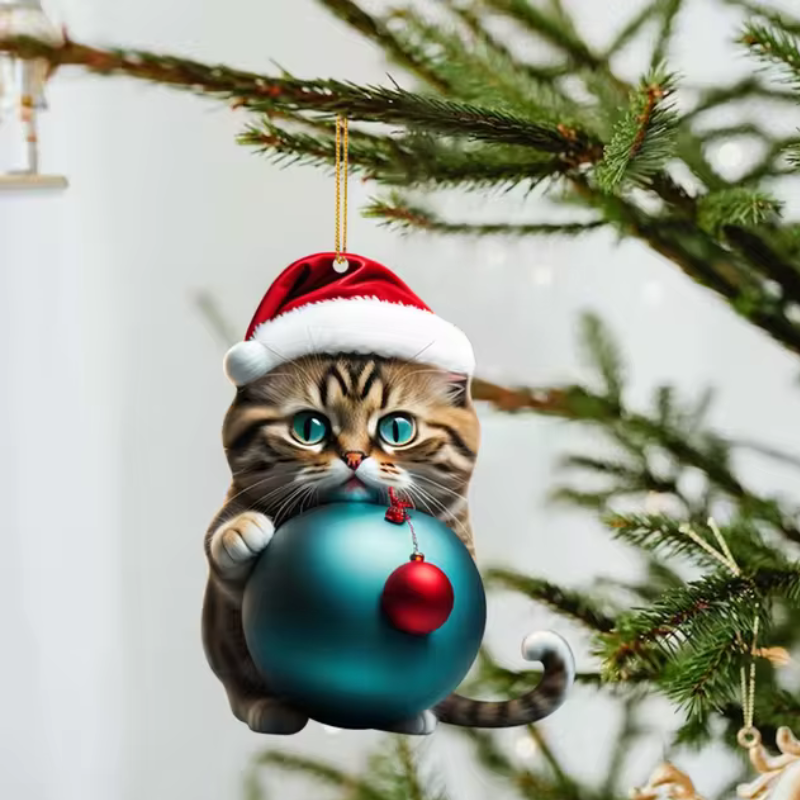 2+3 FREE | CattyClaus™ - Funny Cat 2D Acrylic Christmas Tree Ornament [Last Day Sale] 