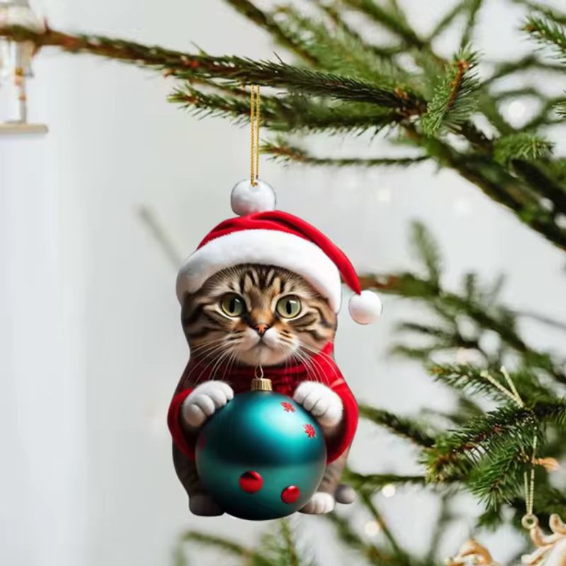 2+3 FREE | CattyClaus™ - Funny Cat 2D Acrylic Christmas Tree Ornament [Last Day Sale] 