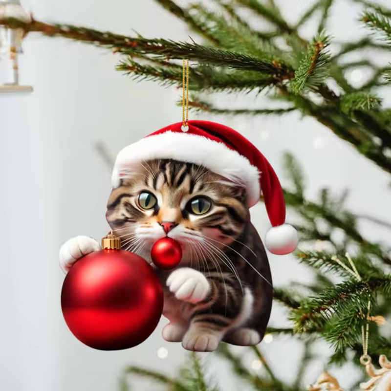 2+3 FREE | CattyClaus™ - Funny Cat 2D Acrylic Christmas Tree Ornament [Last Day Sale] 