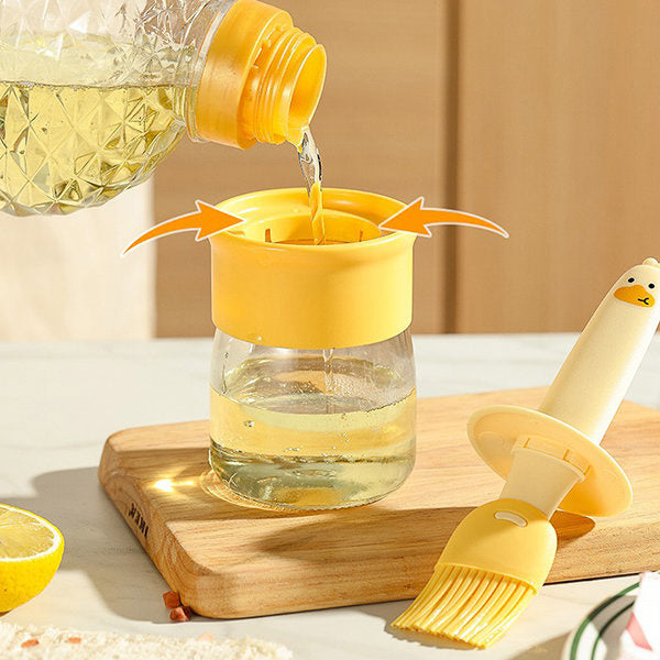 OilEase - The practical oil dispenser with integrated silicone brush!