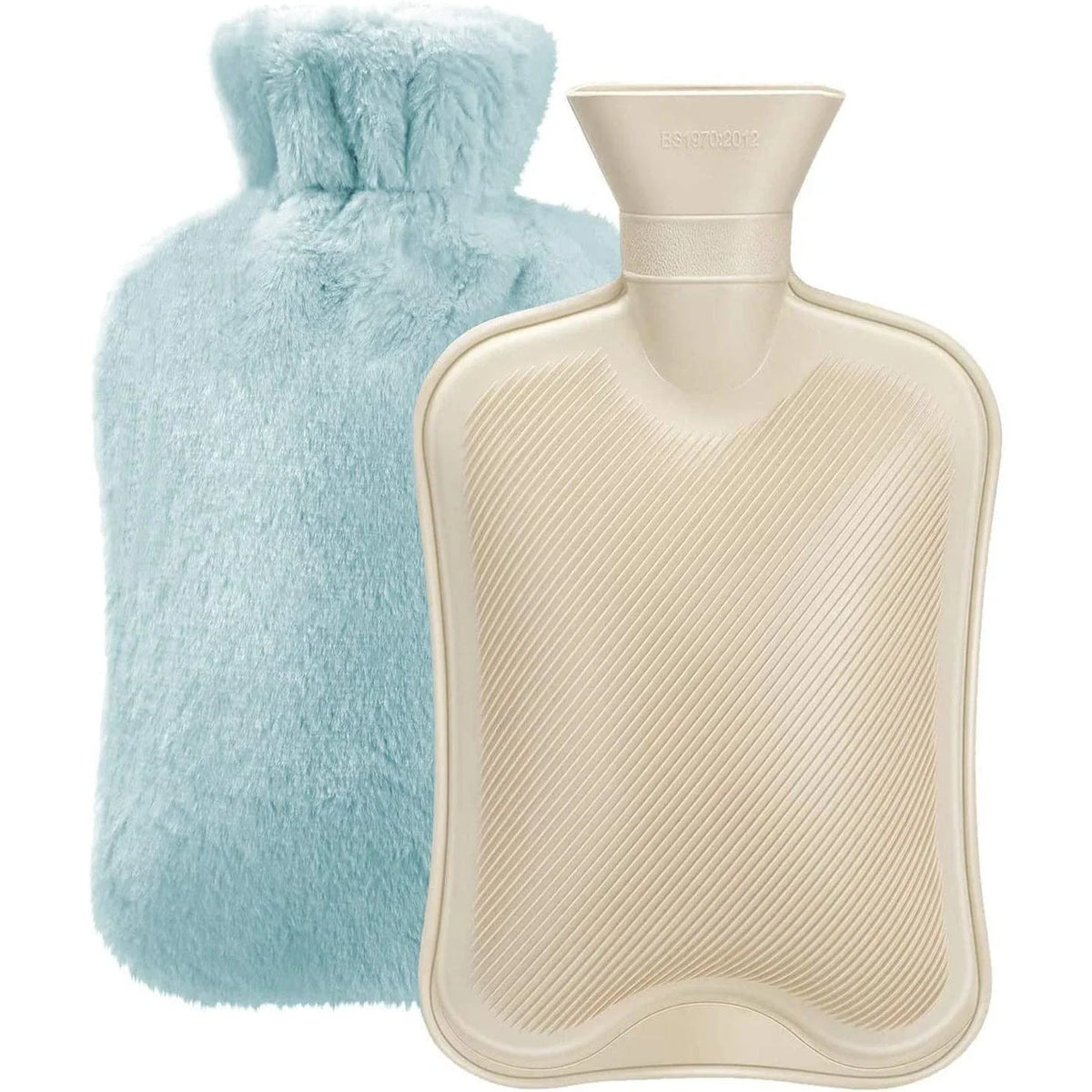 Detail van de zachte pluche hoes van de warmwaterkruik