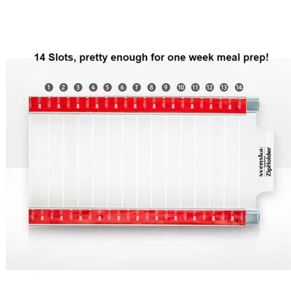 FridgeSlide - Organizer for zippered pockets in the refrigerator