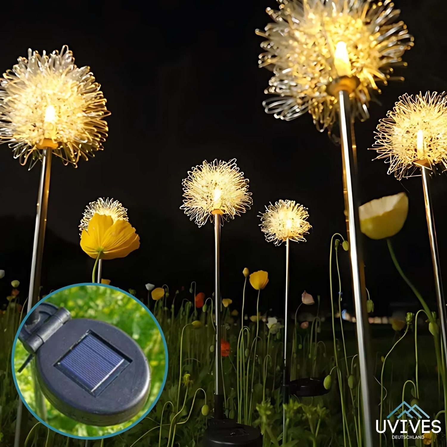 DandeLight™ - Waterproof solar garden light in dandelion pattern