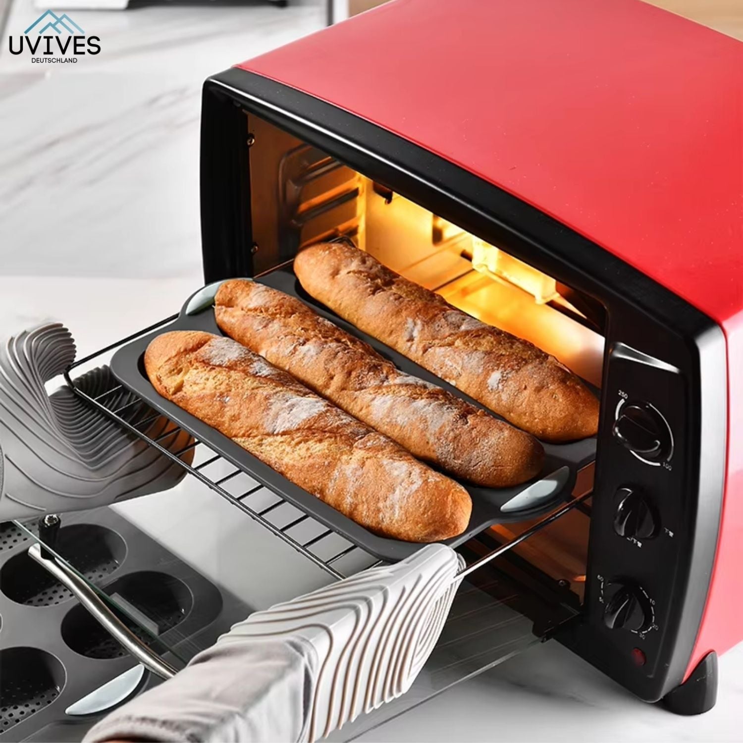 CrustyBake - Silicone Baguette Baking Pan with Non-Stick Coating