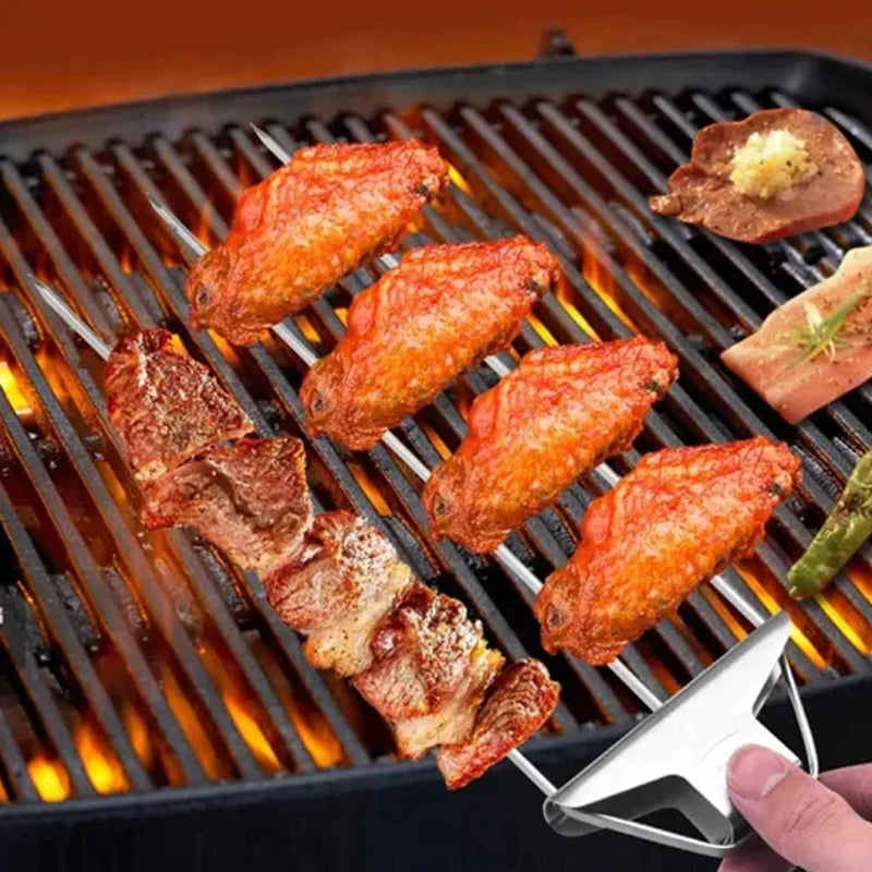 Buy One Get One Free | GrillSkewer™ - Semi-Automatic Stainless Steel Barbecue Fork [Last Day Sale]