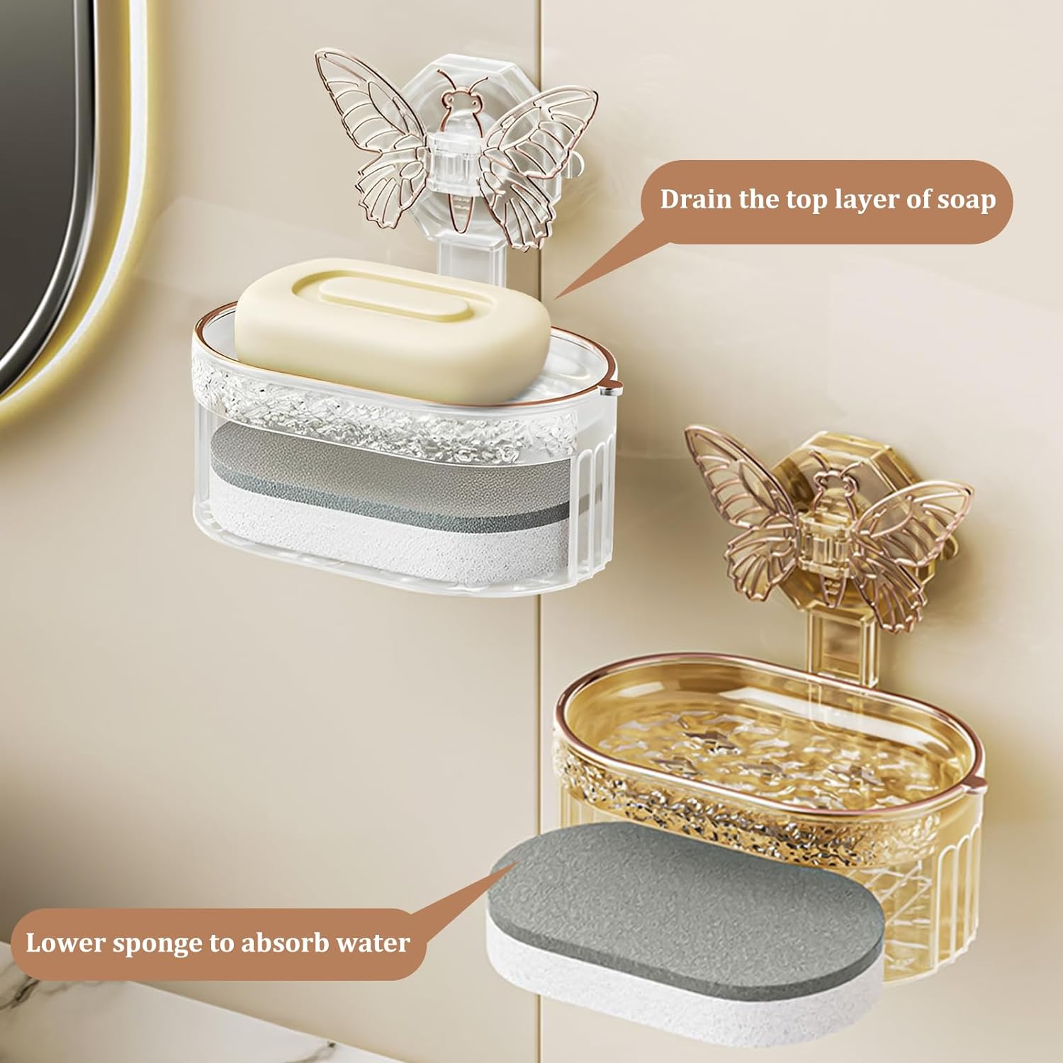 ButterFloat - Stylish butterfly soap dish for bathroom &amp; kitchen