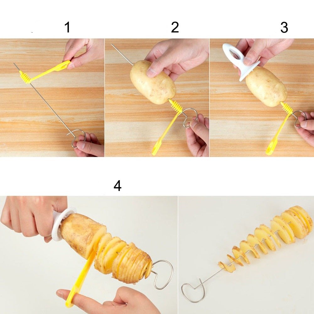 Knapperige Spiraal Krulfrietjes Snijder Gereedschap