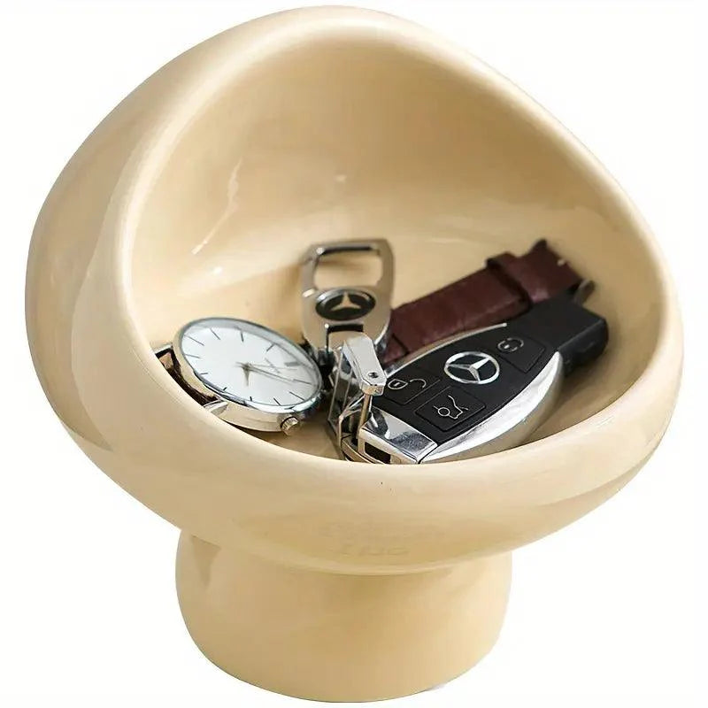 Minimalistische keramische paddestoel opbergdoos voor sieraden en sleutels