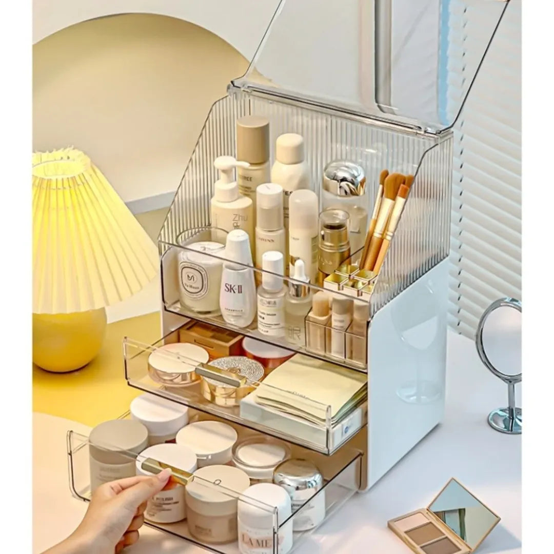 GlowEase™ - Multifunctionele stofdichte cosmetica organizer doos