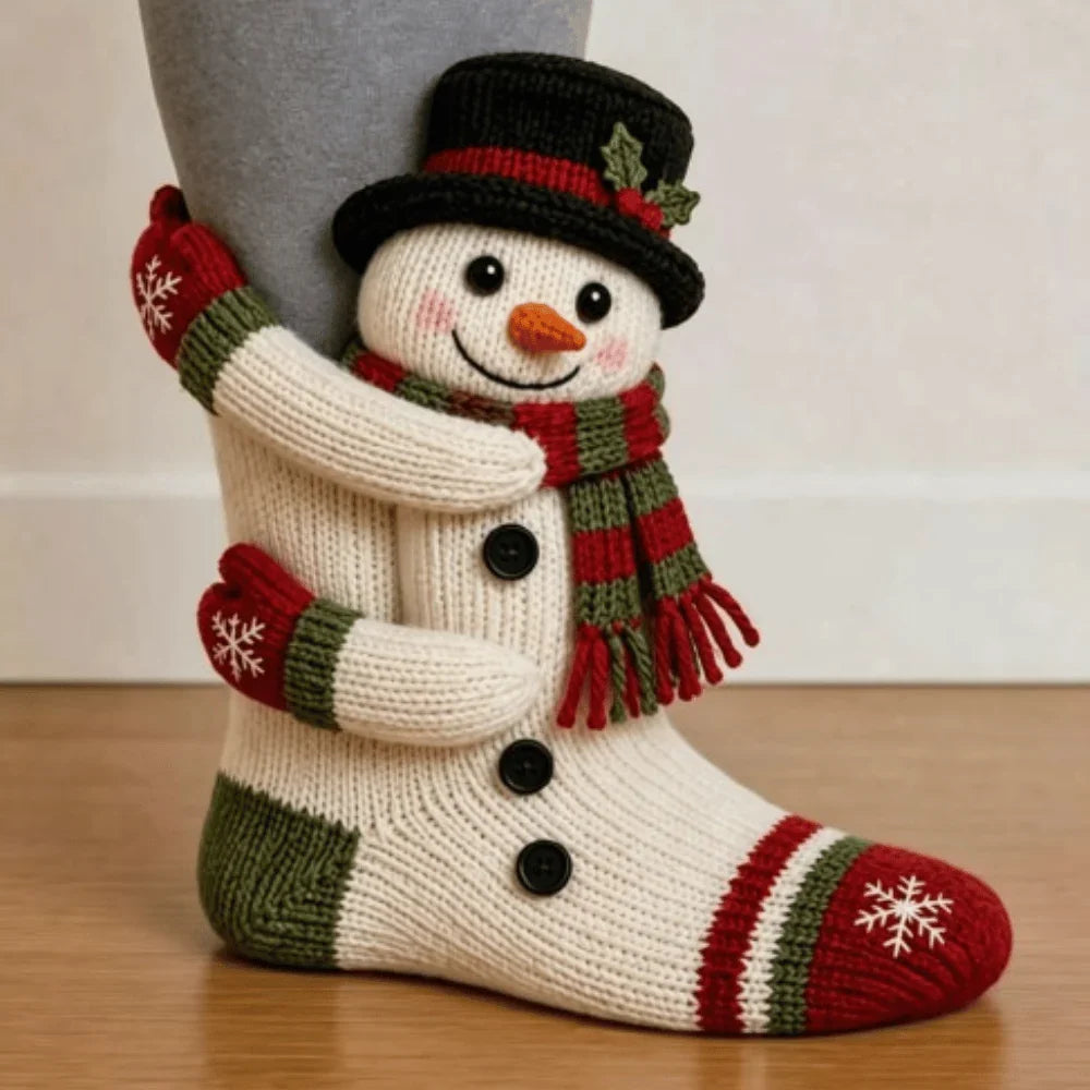 Warme kerstsokken | 3D-figuren | Gebreide stof