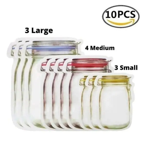 Herbruikbare Mason Jar Stijl Ziplock Zakjes Lekvrije Opbergzakjes