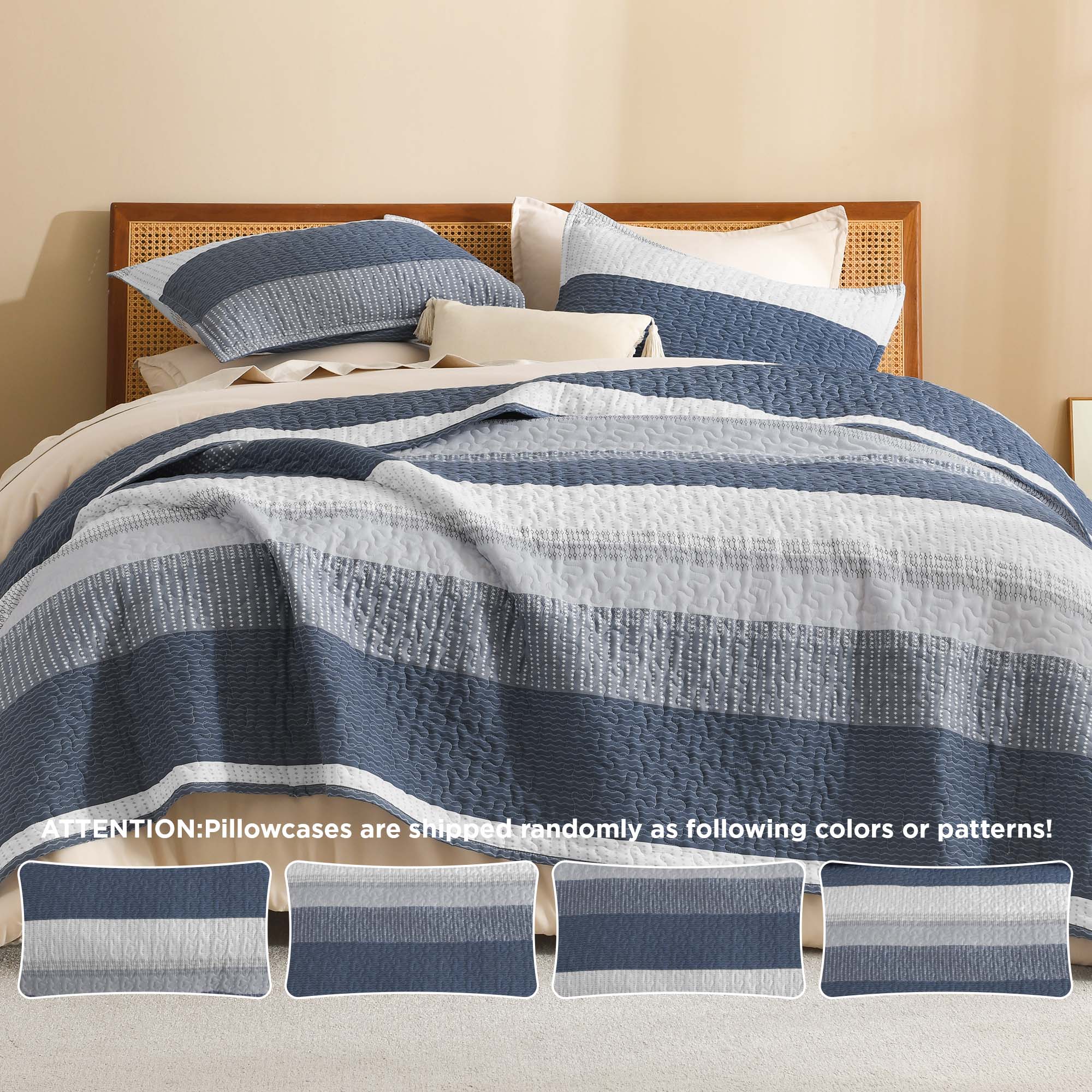 Gestreept Comfortdekbed Set met Zachte Wolkachtige Textuur