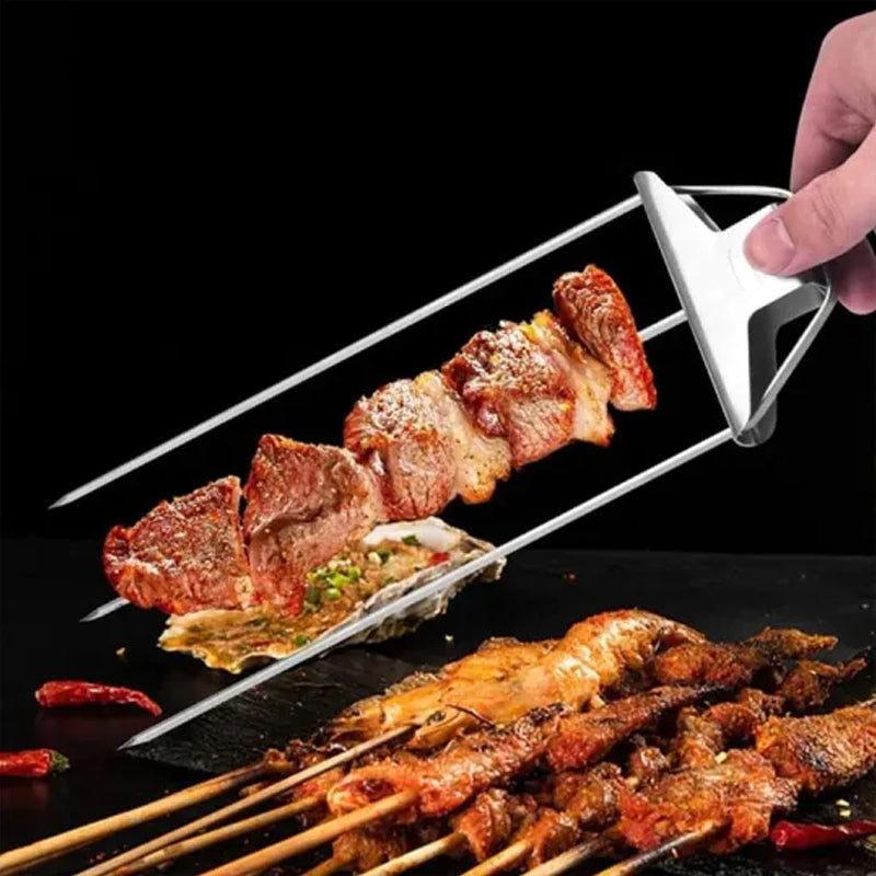 Buy One Get One Free | GrillSkewer™ - Semi-Automatic Stainless Steel Barbecue Fork [Last Day Sale]