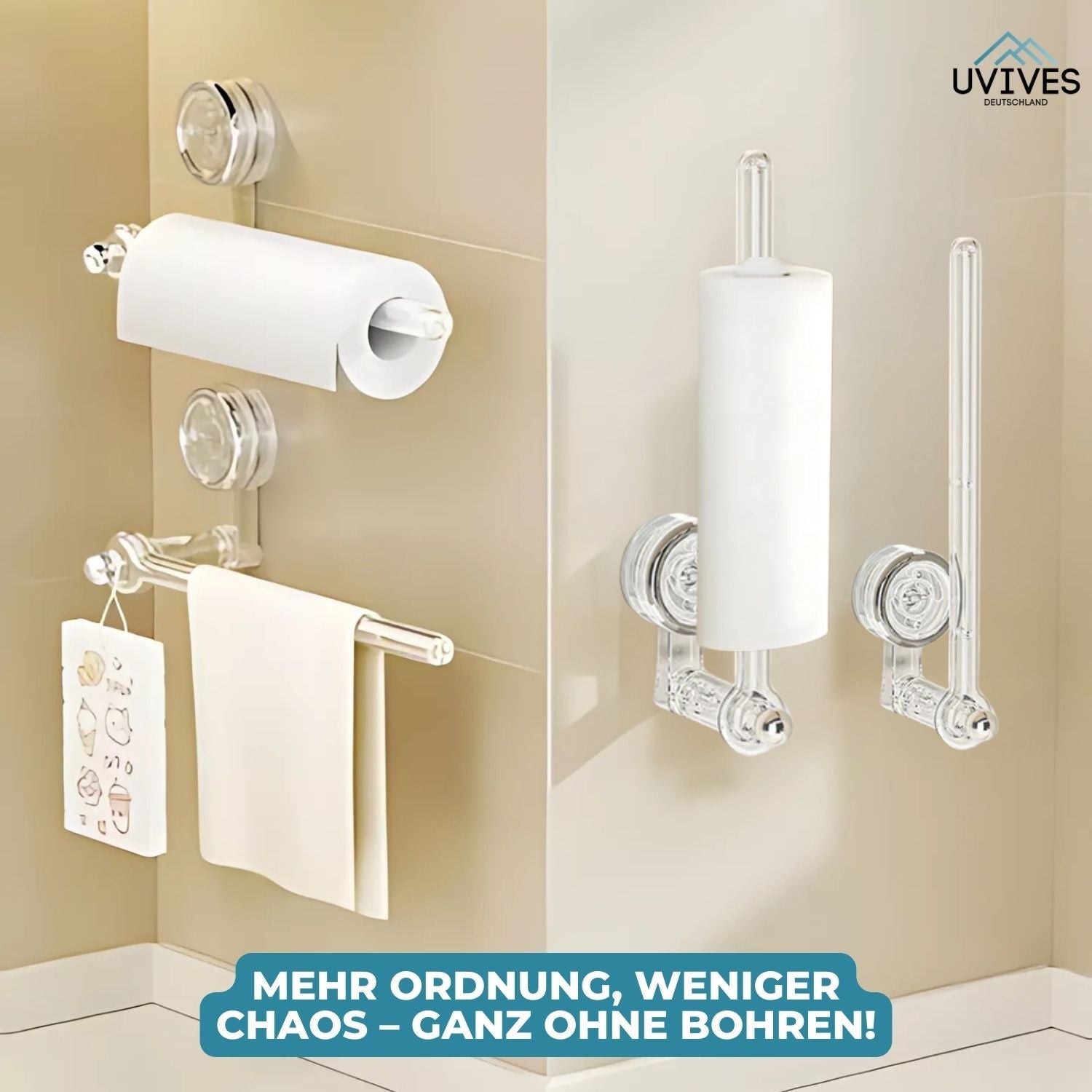 GripRoll™ - Multifunctional vacuum suction cup toilet roll holder