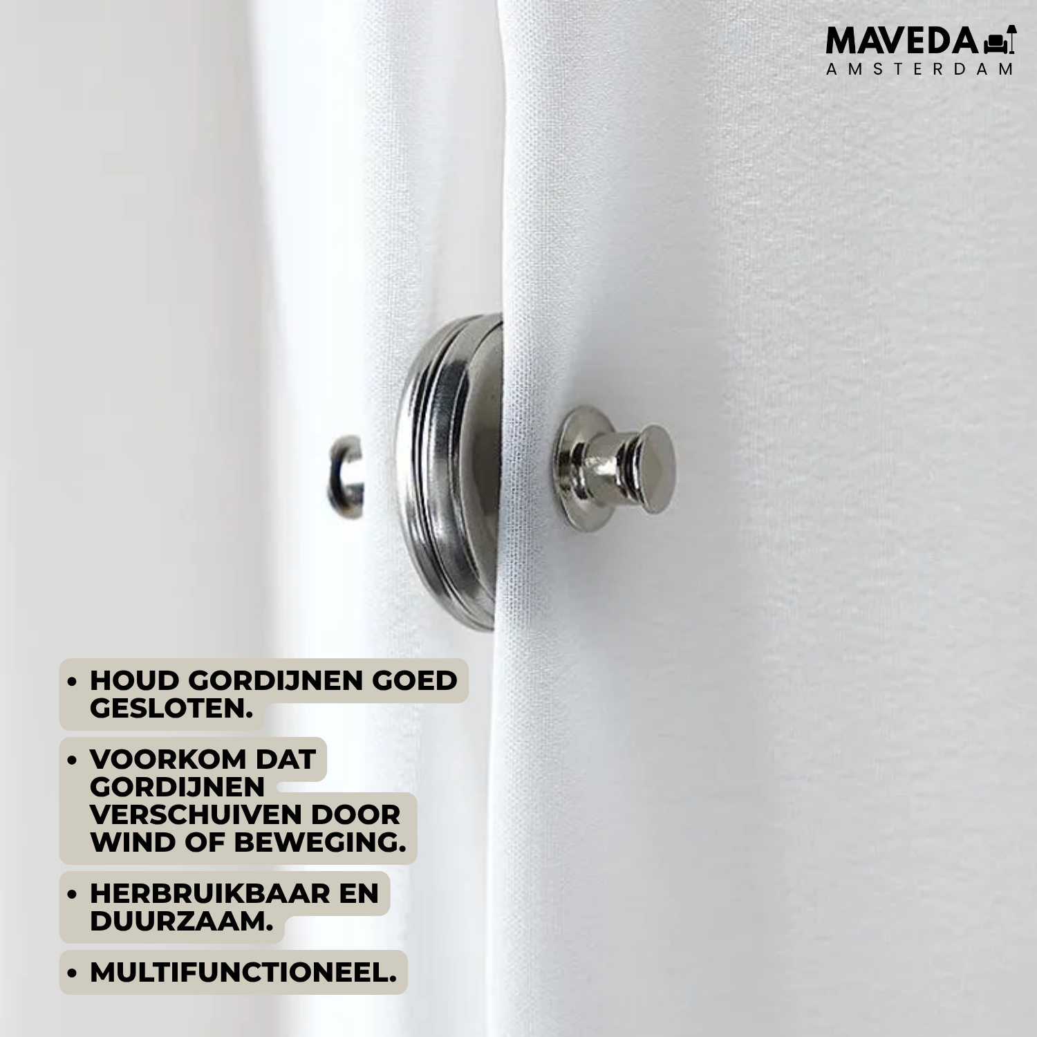 2+2 FREE | GlideHold - Magnetic curtain clips to prevent light leaks