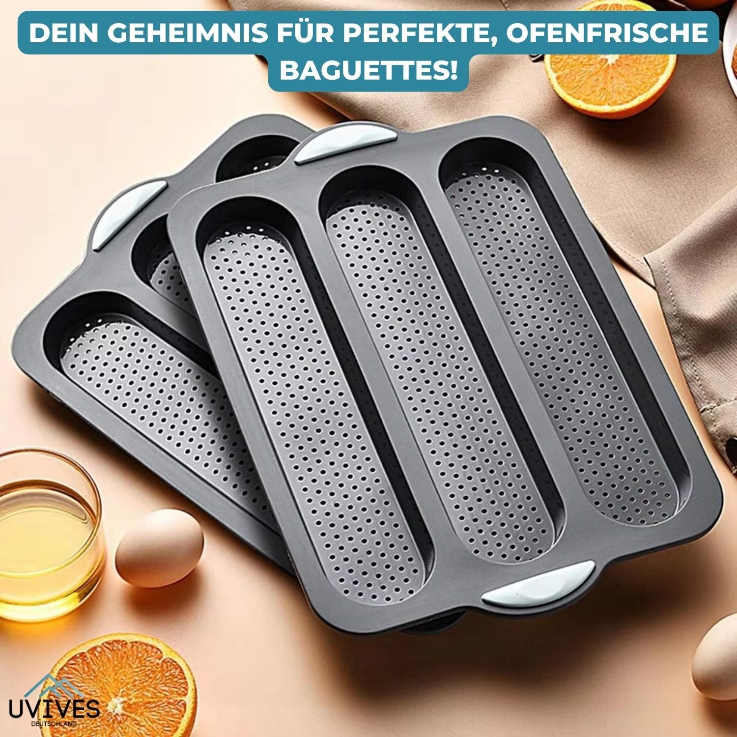CrustyBake - Silicone Baguette Baking Pan with Non-Stick Coating