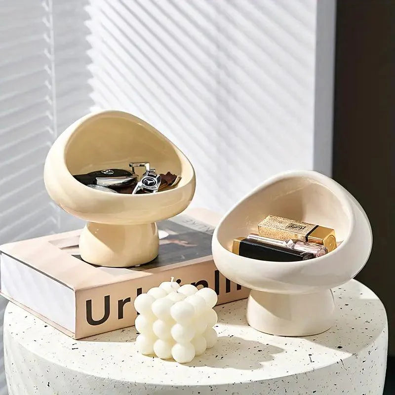 Minimalistische keramische paddestoel opbergdoos voor sieraden en sleutels