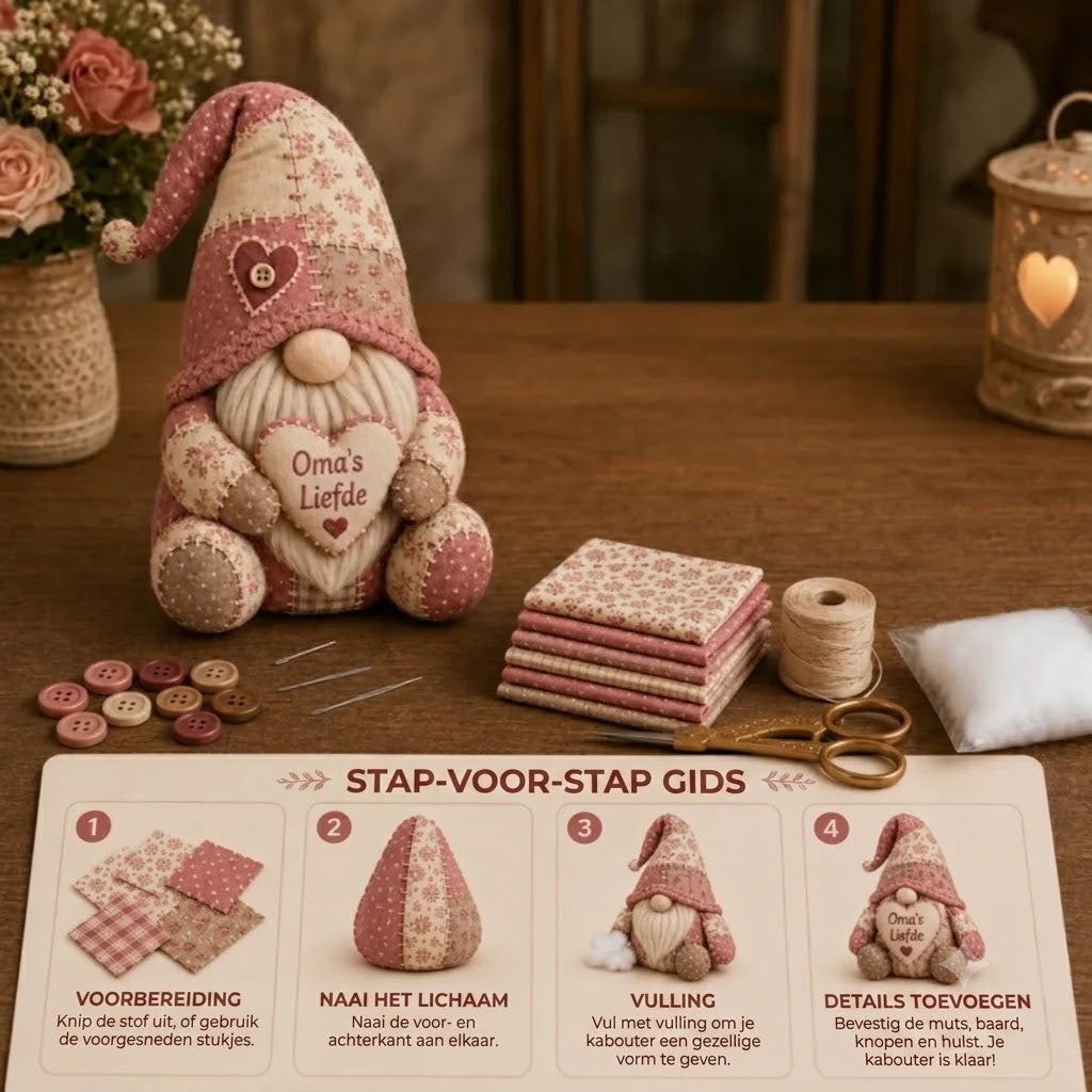 Doe-het-zelf Kabouter Decoratiepakket voor Beginners | Compleet Textiel Knutselpakket | 20 cm Afgewerkte Hoogte