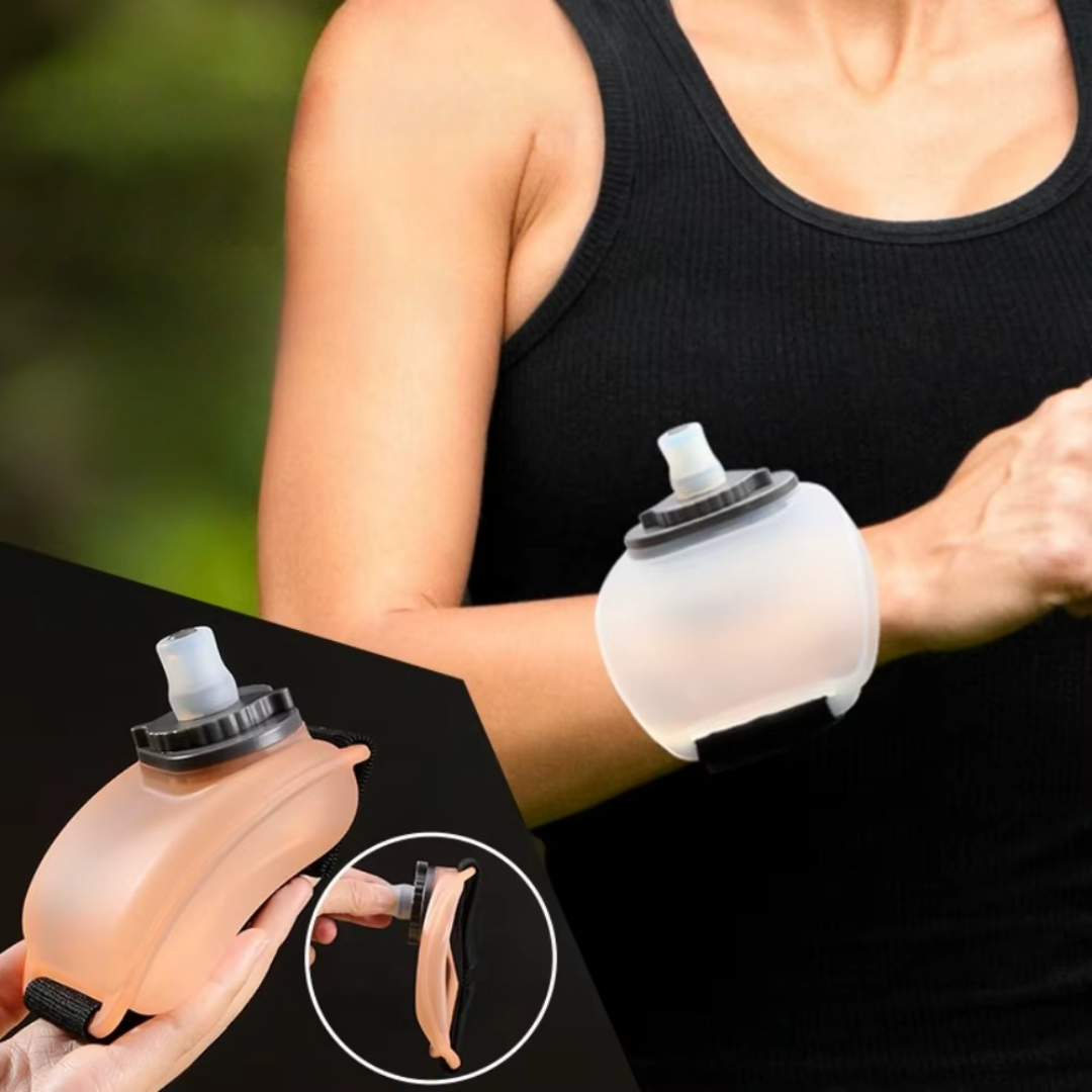 Handvrije polswaterfles voor actieve hydratatie