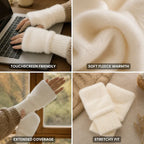 Detail van de vingerloze handschoenen met touchscreenfunctie