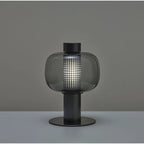 LED tafellamp met glazen kap en stenen basis