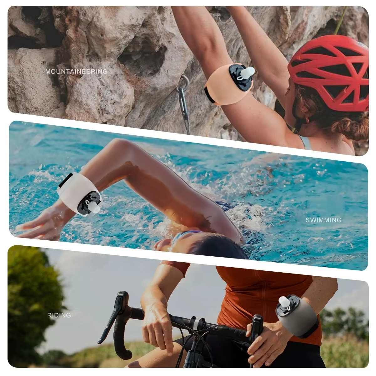 Handvrije polswaterfles voor actieve hydratatie