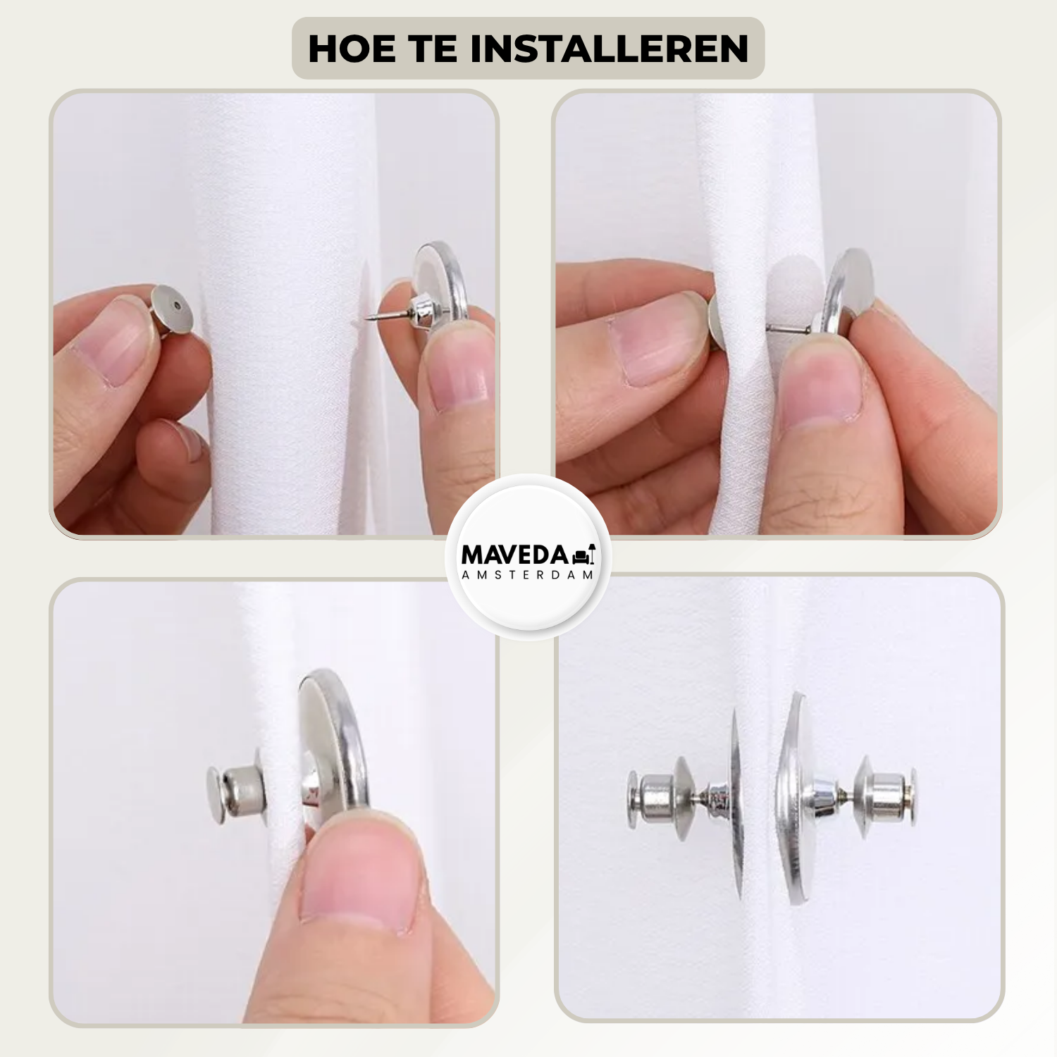 2+2 FREE | GlideHold - Magnetic curtain clips to prevent light leaks