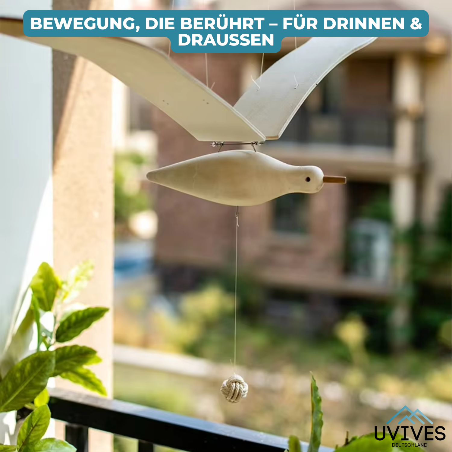 SkyGull™ - Hand-carved seagull with flapping wings