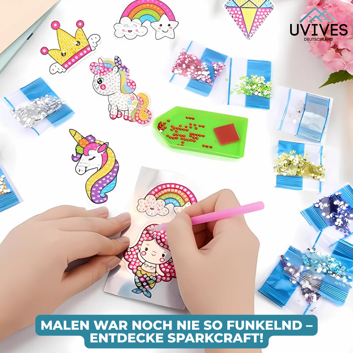 SparkCraft™ - Magical diamond coloring pages for kids