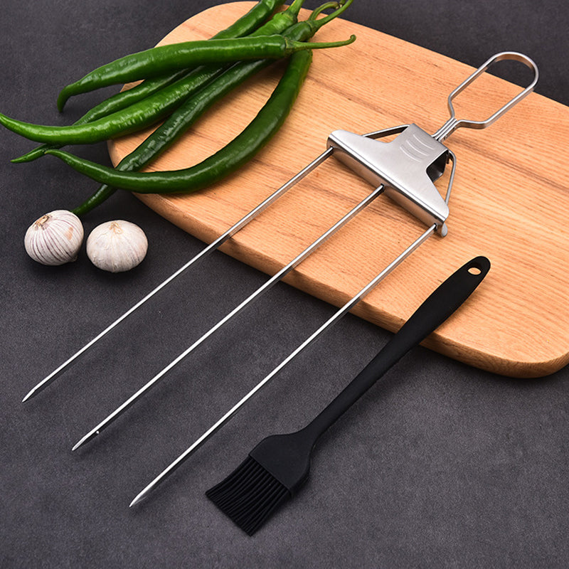 Buy One Get One Free | GrillSkewer™ - Semi-Automatic Stainless Steel Barbecue Fork [Last Day Sale]