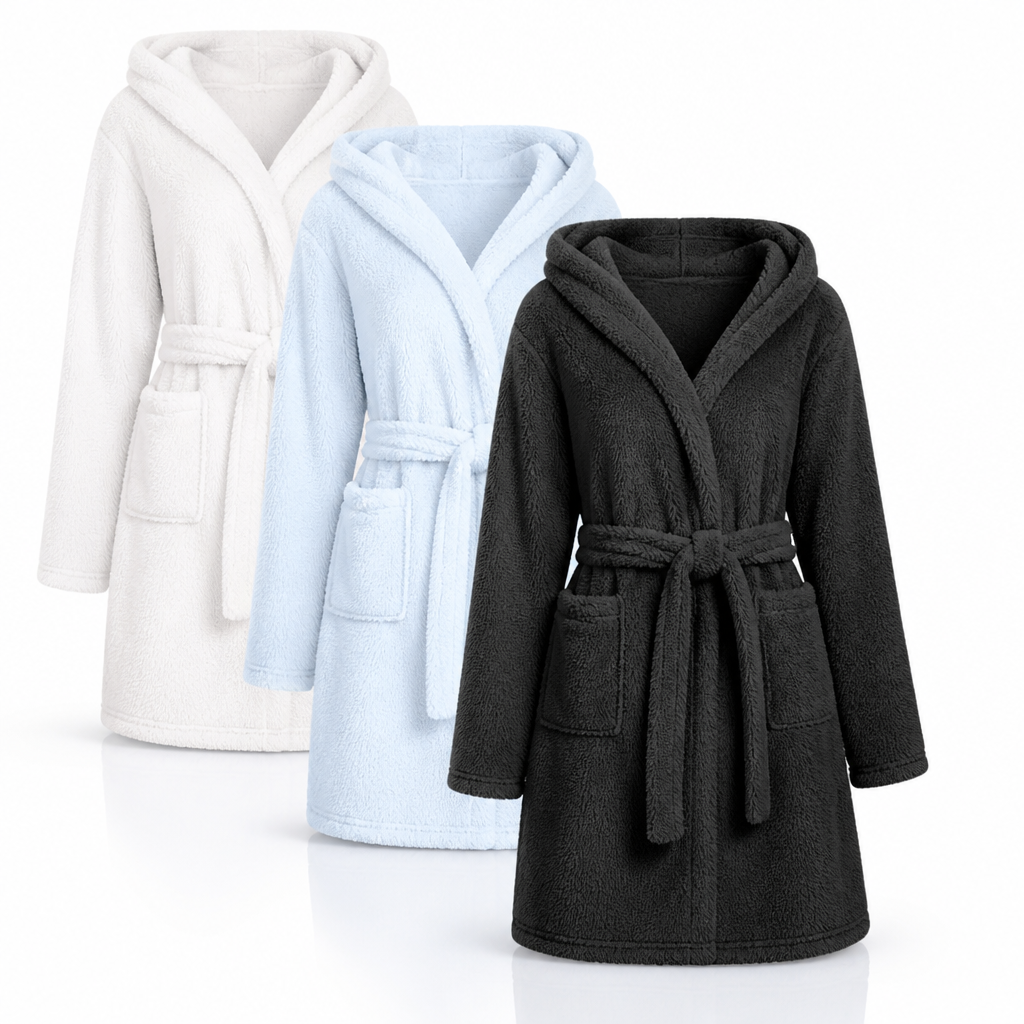 Zachte fleece badjas voor dames met verstelbare tailleceintuur