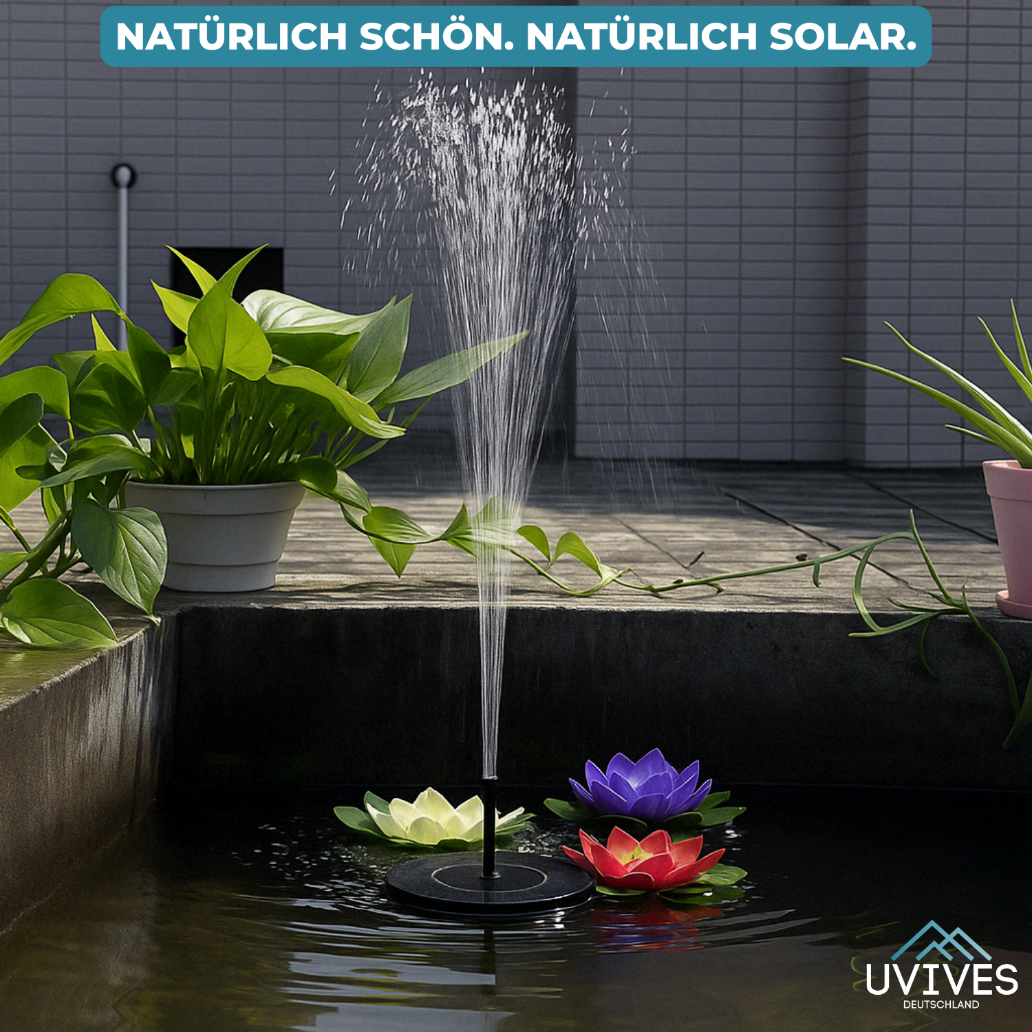 AquaBloom™ - Solar-powered fountain for tranquility and elegance in the garden