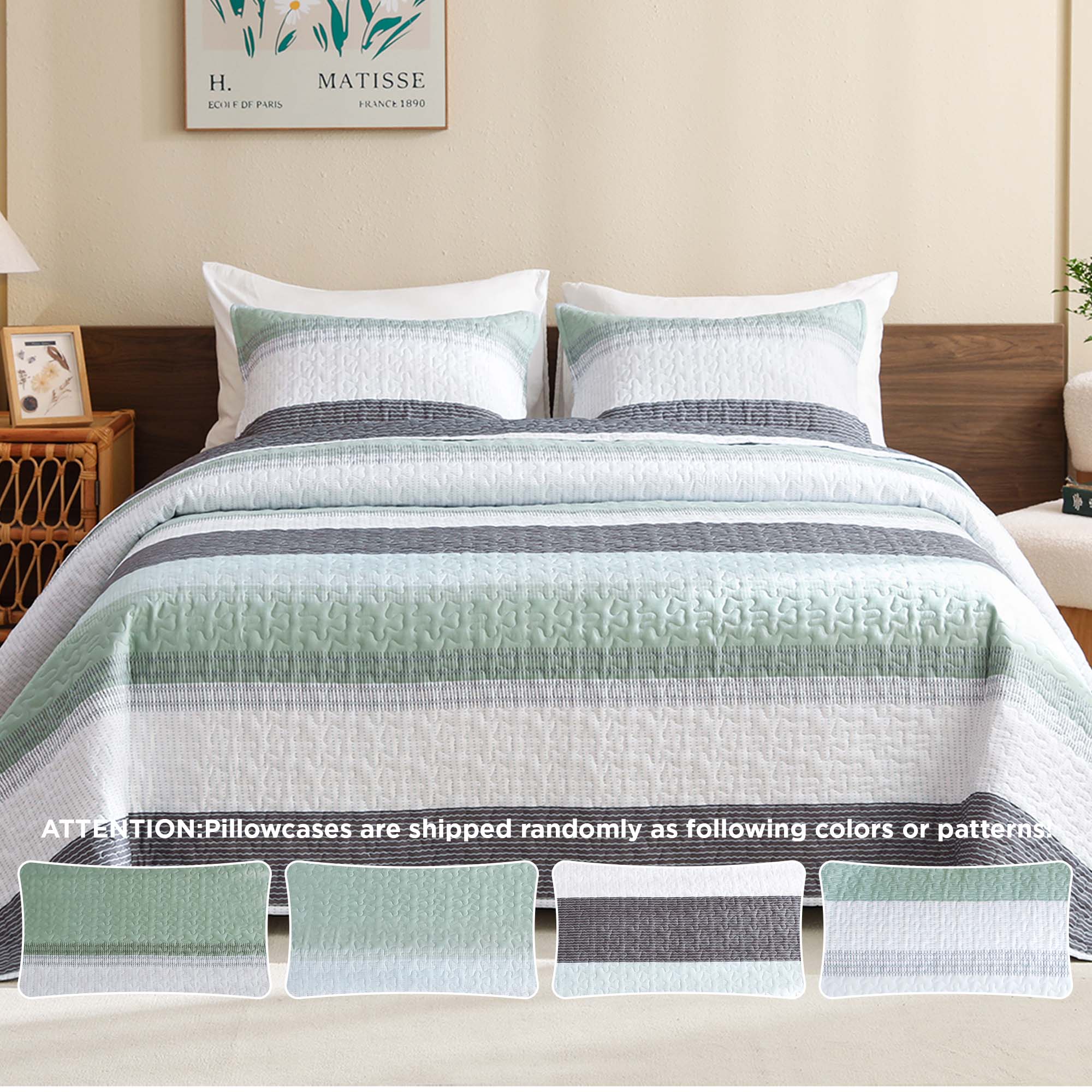 Gestreept Comfortdekbed Set met Zachte Wolkachtige Textuur